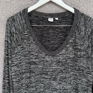 GAP Softspun Blouson Sleeve V-Neck Top Marled Marled Black